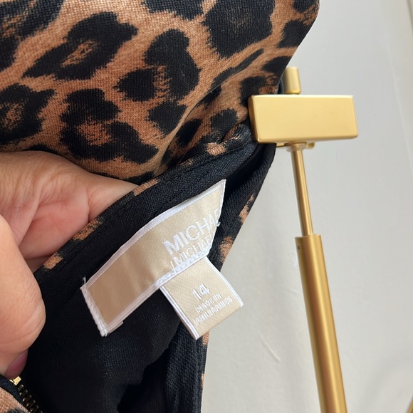 Michael Kors Cheetah Leopard Print Pencil Skirt Stretch Dark Camel Size 14 - Picture 3 of 4